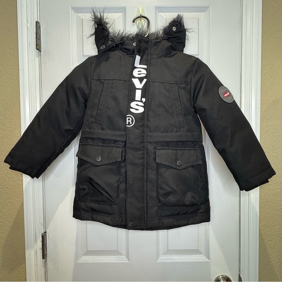 Levi's Other - Levi's Kid's XS 4 Black Winter Heavy Parka Down Jacket Coat Plaid Lined